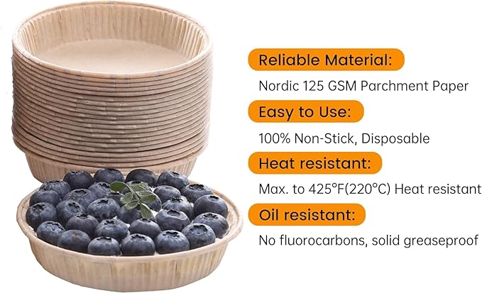 Bake Choice 200pcs Paper Mini Tart Pans for Baking, mini pie tins 4Inch Mini Pie Pans, Non-stick, Disposable Quiche Baking Dish, Oven safe, Microwave safe