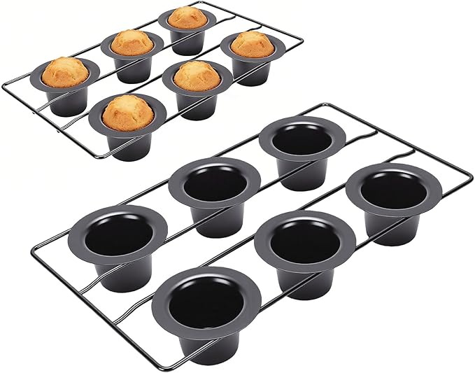 6-Cup Popover Pan - Carbon Steel Professional Bakeware, Non Stick for Yorkshire Pudding, Muffins and Popovers