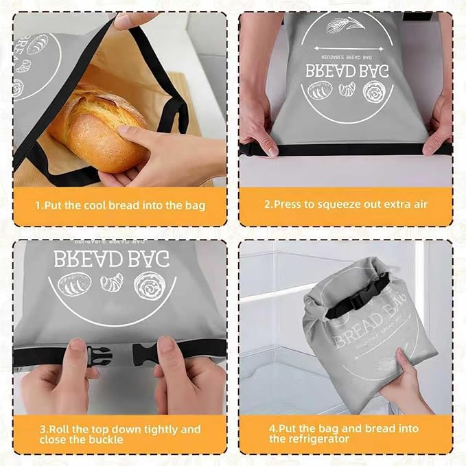 Bread Bags for Homemade, Beeswax Reusable Bread Bag for Sourdough, 1 Pack XL-Reusable Waxed Food Storage Bag to Keep Sourdough Fresh, Freezer-Safe, Eco-Friendly (Grey)