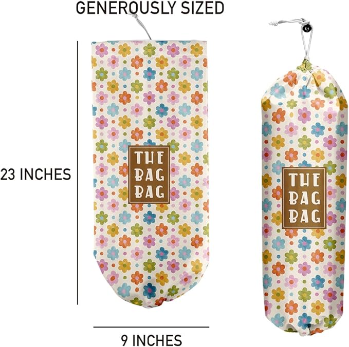 Flower Grocery Bag Organizer - Plastic Bag Holders for Kitchen, Pantry, Laundry Room - Home Decor Gifts