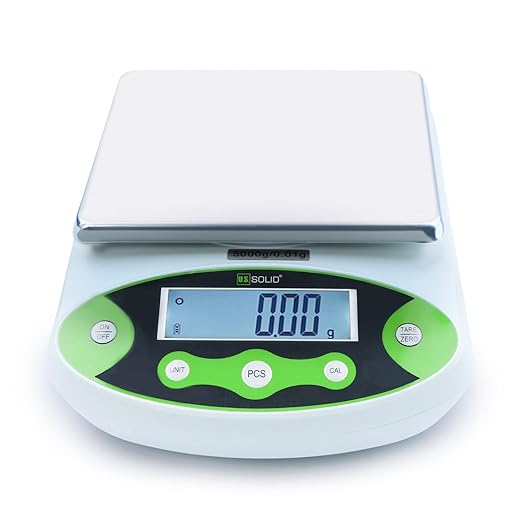 U.S. Solid Digital Analytical Balance 500g x 0.01g, High Precision Lab Scale, 200g Calibration Weight, 10 Weighing Units, AC 100V-240V & DC 9V, Piece Counting