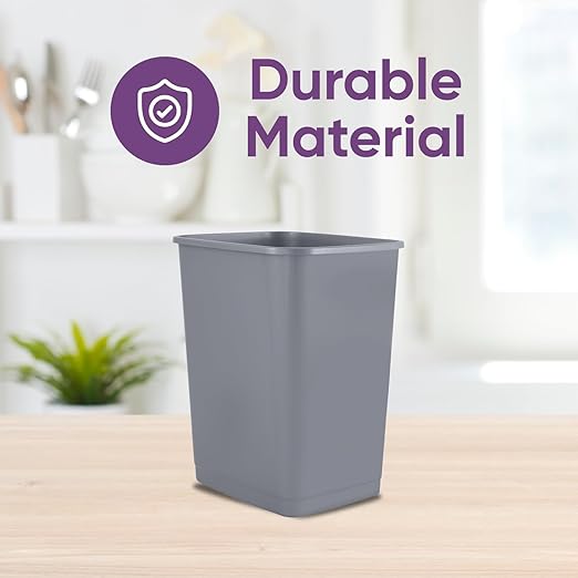 Superio 1.25 Gal Mini Plastic Trash Can, Small Unlidded Waste Bin Only for Countertop, Desk, Vanity, Bathroom 5 Quart (1, Grey)