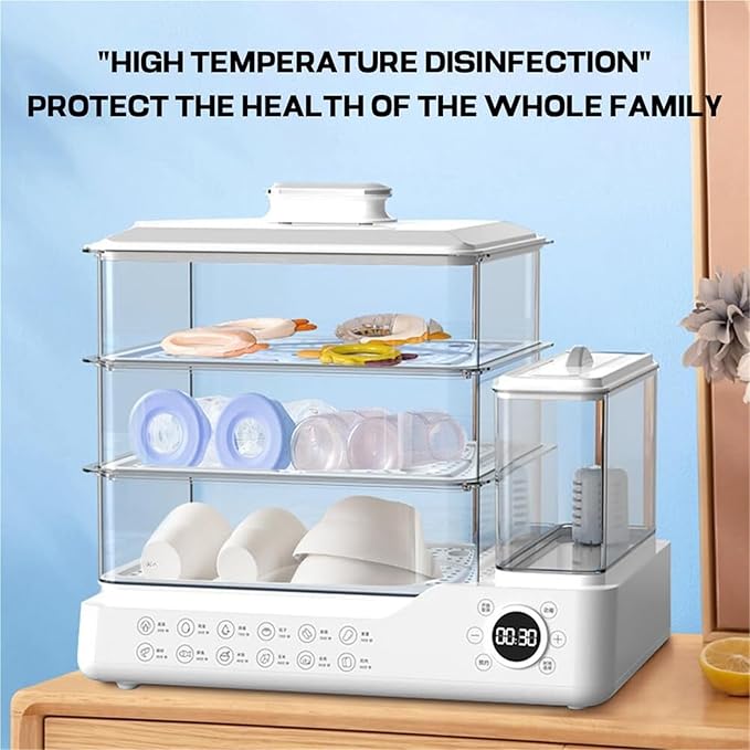 24L Electric Steamer, 3 Tier Electric Food Steamer for Cooking, Commercial Stainless Steel Steamer with Detachable Water Tank, Large Capacity Breakfast Machine with Timer