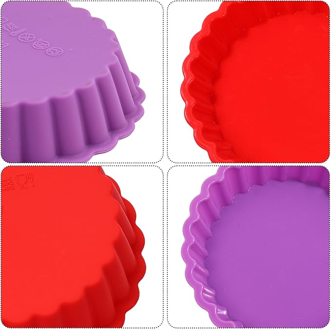 FUNBAKY Silicone Quiche Pan, Mini Pie Pan Non-stick Round Silicone Tart and Pie Molds 10 Packs