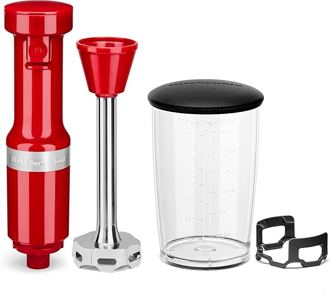 KitchenAid 9 Cup Food Processor - KFP0921 & Variable Speed Corded Hand Blender KHBV53, Empire Red