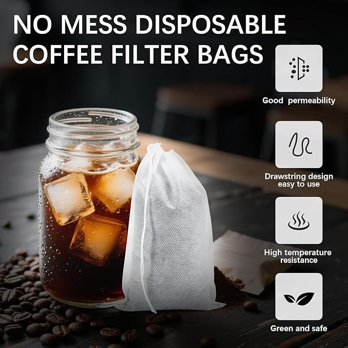 300Pcs Tea Filter Bags, Disposable Tea Filter Bags for Loose Leaf Tea from Safe Natural Materials, Empty Tea Bags Suitable for Loose-Leaf Tea, Spices, Herbs, Bring Tea Spoon (3.54 x 2.75 inch)