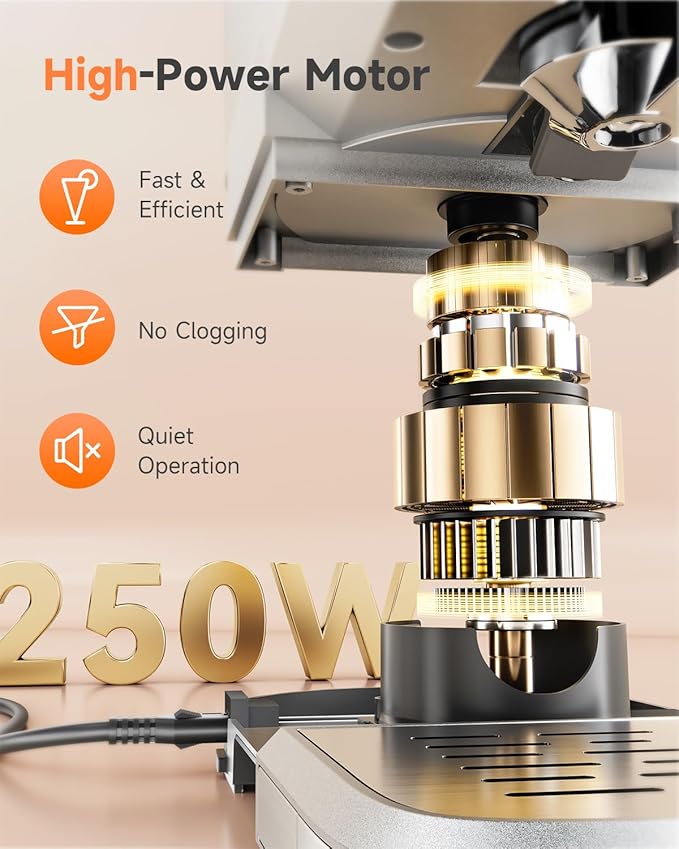 Cold Press Juicer with Large 5.12" Feed Chute- Slow Masticating Technology for Nutrient Retention, Quiet Motor, High Juice Yield, Leakproof Base- Perfect for Fruits Vegetables & Leafy Greens