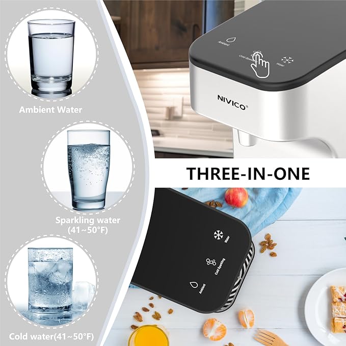 Carbonator, Soda Maker, Ice Cold Sparkling Water Maker, Water Cooler, Compatible with Screw-in 60L CO2 Cylinder (Not Included), Carbonator with 1.5L water tank, Touch Screen (Starry Silver)
