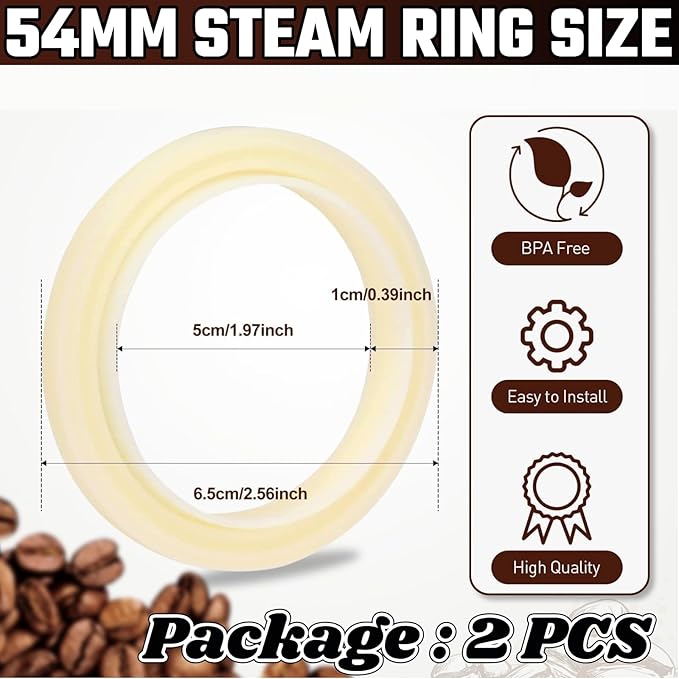 54MM Silicone Steam Ring 2PCS，Brevilles Gasket Replacement for Breville Espresso Machine Parts Breville Espresso Machine Accessories 878/870/860/840/810/500/450 and Sage 500/870/875/880/810/878