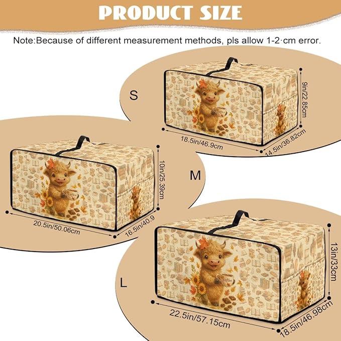 Toaster Oven Dust Cover Dustproof Convection Microwave Ovens Cover Stain-resistant Small Countertop Appliance Protector, S, Highland Cow Coffee Sunflower Fall Decor