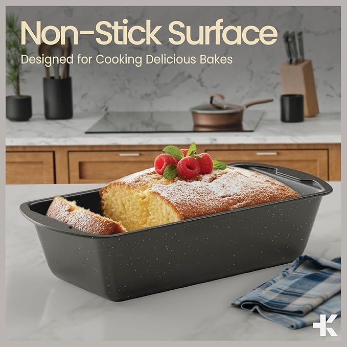 Nonstick Loaf Pan Set Pack of 4, 7" to 11" Large Baking Bread Pan, Oven Safe Up to 450°F, PFOA, PFOS, PTFE Free, Space Saving Stackable Design, Stain Resistant, Dishwasher Friendly, Gray Marble