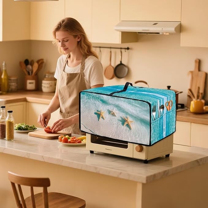 Convection Oven Cover Kitchen Countertop Appliance Covers Washable Convection Microwave Oven Protector 14.5 x 18.5 x 9 Inches, S, Beach Starfish Hawaii