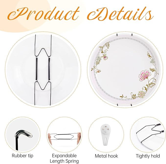 Bilillo 12 Pack Plate Hangers for The Wall, Suitable for 9-11 Inch Decorative Plate,Invisible Heavy Duty Wire Plate Holder with Wall Hooks, Plate Hangers for Displaying Plates, Platter, Dish (Black)