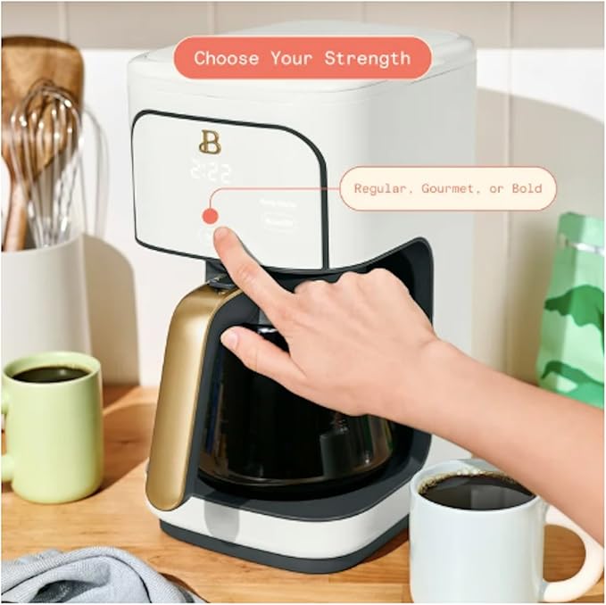 Beautiful 12-Cup Programmable Drip Coffee Maker by Drew Barrymore (White)
