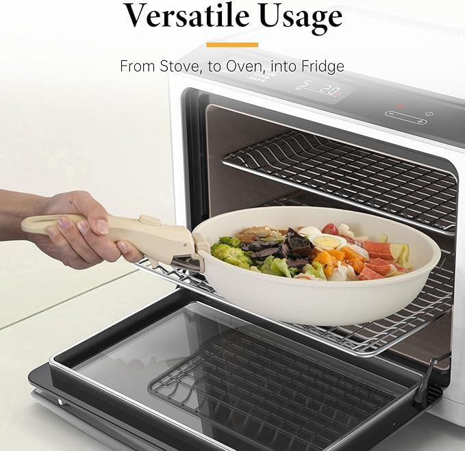 Removable Pot Handle, Universal Pan Handle, Replacement for Pots and Pans, Fits All Cookware, Includes Spoon Rest, Durable & Heat-Resistant, Cream Beige