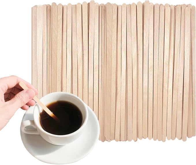 KTOJOY 1000 Pack Birch Wood Coffee Stirrers, 7 Inch Sturdy Coffee Stir Sticks, Smooth Round Ends, Splinter-Free Disposable Stir Sticks for Coffee, Cocktails, Office, Home Use