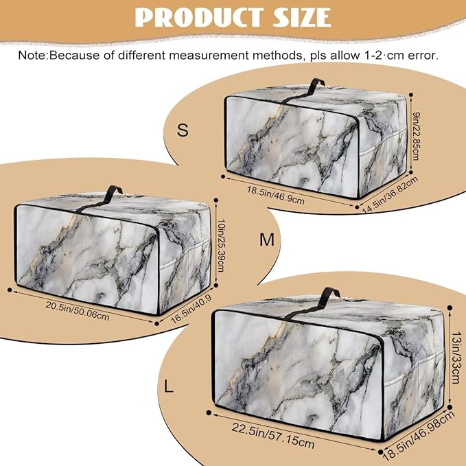 Toaster Oven Dust Cover Washable Fabric Convection Oven Cover Protector Compatible with Various Small Kitchen Appliances, M, Gray White Marble
