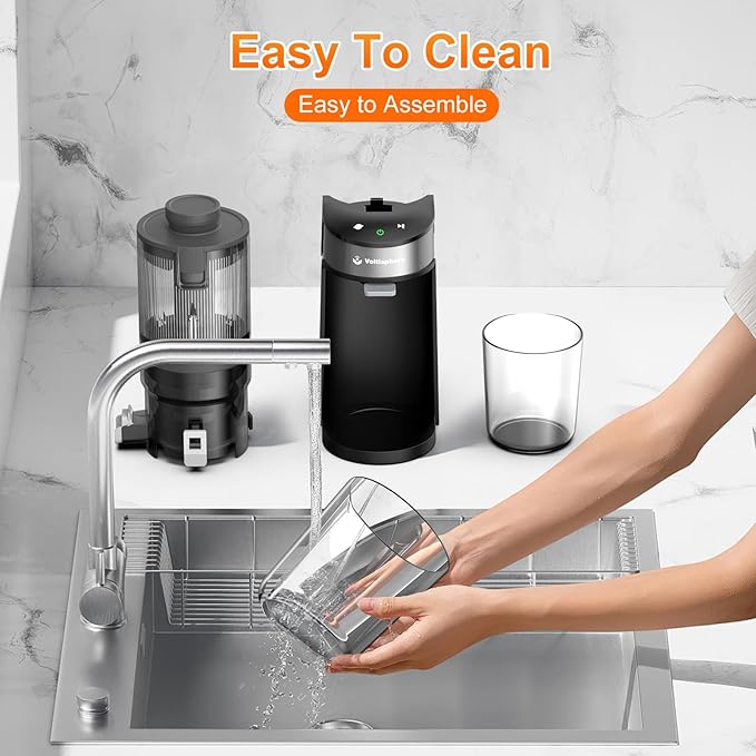 Cold Press Juicer,400W Juicer Machines,4.9"Wide Feed Chute Slow Masticating Juicer for Whole Vegetables & Fruits,High Juice Yield,Easy to Clean,Advanced Touch Sensing Switch(Silver Gray)