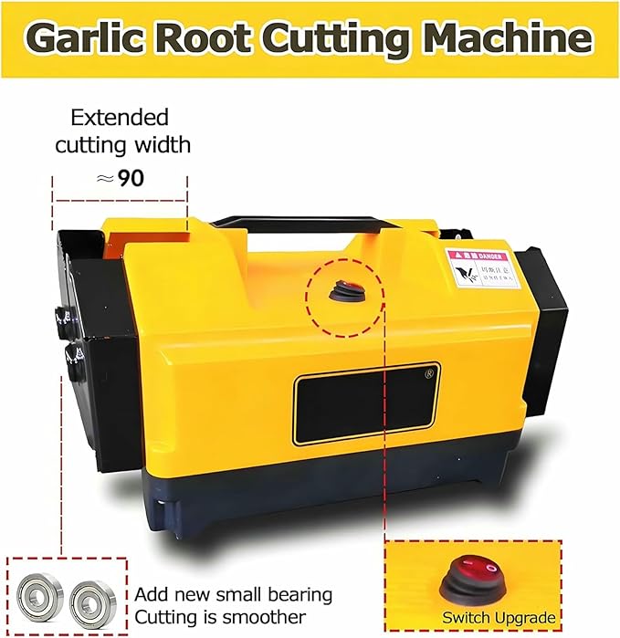 Double Head Garlic Top Tails Remover Machine,Electric Cutter, Cutting Fresh Root Stem for Onion(Yellow)