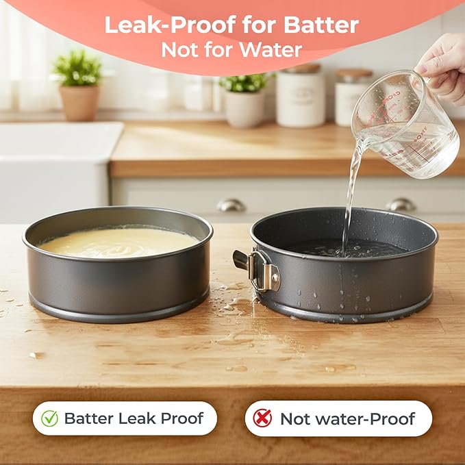 RFAQK 150PCs Cake Pan Set for Baking + Cake Decorating Supplies: 3 Round Non Stick Springform Pan Set (4, 7, 9 inches),24 Icing Tips,Cake Leveler–Multi-functional Leak-Proof Cake Pans & eBook