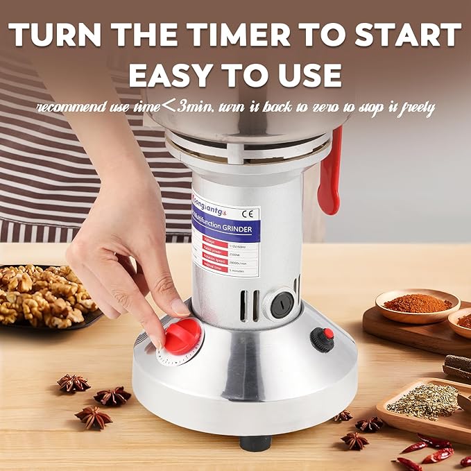 Moongiantgo 500g Grain Grinder with 4 Pairs of Carbon Brushes and Carbon Brush Caps
