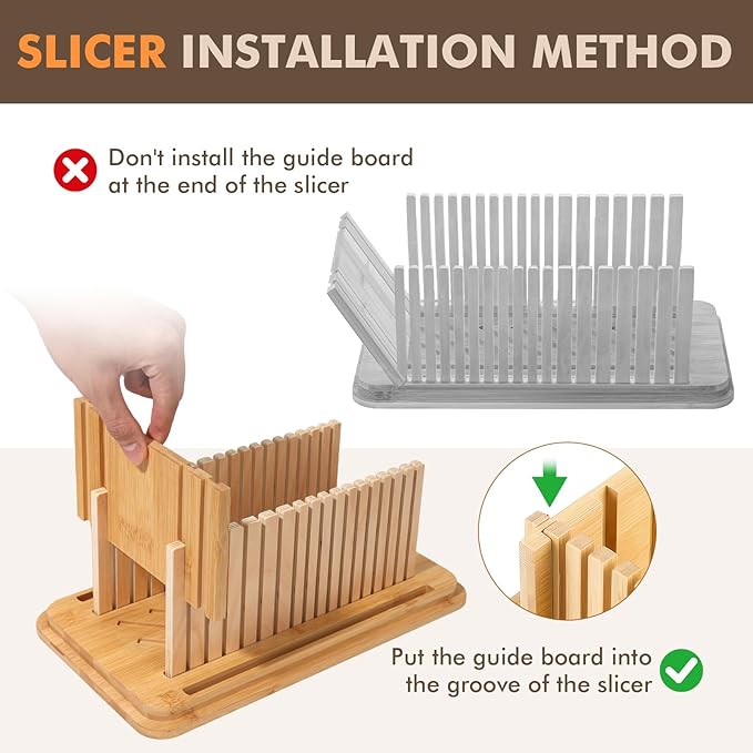 RYTOXILO Bread Slicer for Homemade Bread with Box, White Bread Storage for Kitchen Countertop with 3 in 1 Bamboo Lid, Bread Loaf Slicers Machine with Slicing Guide for Sandwich, Sourdough