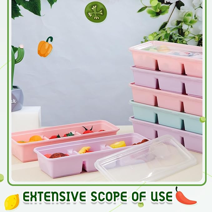 Hushee 25 Pack 17 oz Small Meal Prep Containers with 3 Compartments Snack Containers with Lid Disposable Plastic Bento Box Travel Lunch Food Boxes Stackable for Office Picnic (Purple,Pink,Mint Green)