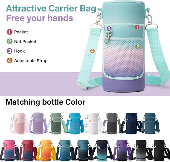 DYSANKY Insulated Water Bottle | Thickened Stainless Steel Vacuum Metal | Portable Sports Water Jug for Gym and Hiking with Straw, Carrier Bag, Handle Strap | BPA-Free 32 oz