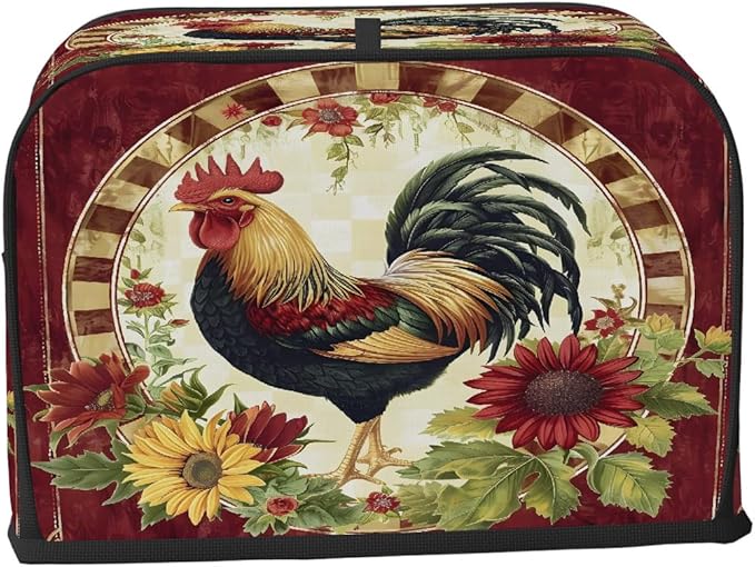 Rooster Red Animal Toaster Cover 2 Slice Dust and Fingerprint Protection Toaster Bread Maker Covers Washable Kitchen Small Appliance Covers for Kitchen Accessories Decor Bakeware Women Gift
