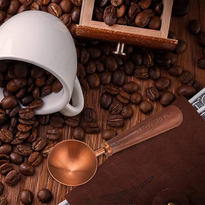 Easyworkz Espresso Steaming Pitcher Stainless Steel 15 oz Latte Art Cup, Bundled with Easyworkz Retro Stainless Steel Coffee Spoon with Black Walnut Handle,10g - Measuring Spoon (Rose Gold)