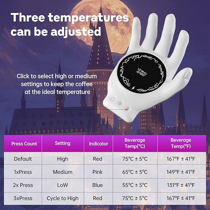 Devil's Hand Heating Mug Warmer Set - 3 Temp Settings & 8H Timer, Coffee Cup Warmer Plate for Desk Auto Shut Off, Ideal Beverage Warmer Gift for Coffee, Tea, Milk (Special)