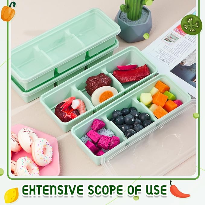Hushee 25 Pack 17 oz Small Meal Prep Containers with 3 Compartments Snack Containers with Lid Disposable Plastic Bento Box Travel Lunch Food Boxes Stackable for Office Picnic (Mint Green)