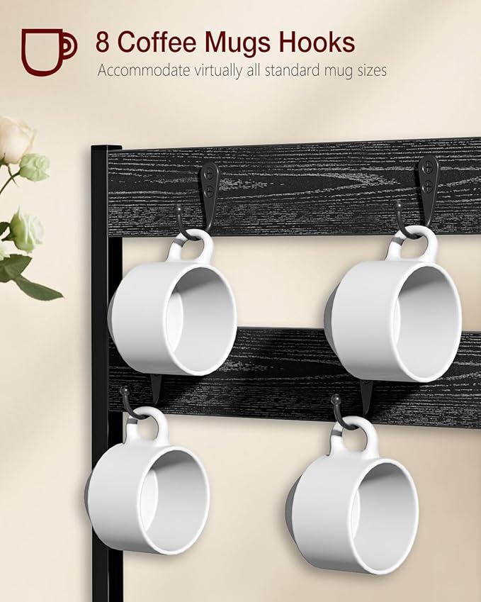 Evermagin Coffee Pod Drawer for K Cup, 35 Pods K-Cup Holder Organizer with Cup Holder, Durable Coffee Maker Stand with Storage Drawer, Black