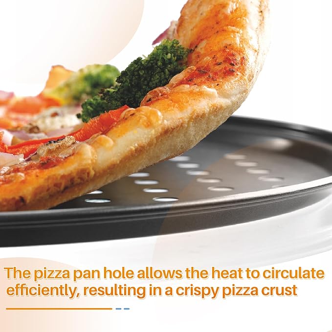 13 Inch Pizza Pan with Baking Pape - for Breville Oven Replacement Parts Perforated Round Pizza Tray, Compatible with Breville Smart Oven BOV800 and BOV845（Black）