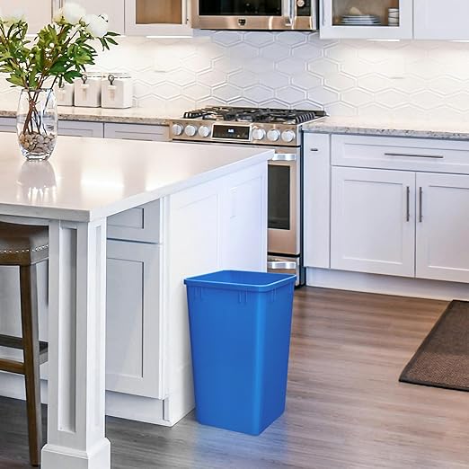 Rev-A-Shelf Polymer Replacement 35 Quart Trash Bin Recycle Waste Garbage Container for Kitchen Cabinet Pullouts, Blue, 2 Pack, RV-35-22-2