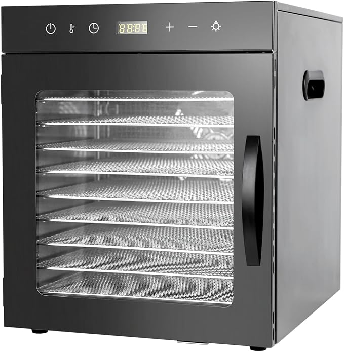 Clivia Food Dehydrator Machine with 10 Stainless Steel Trays,800W Beef Jerky Dehydrator Machine,Food Dryer for Fruits Vegetables Snack Dog Treats,24 Hour Digital Timer 86°-194° Temperature Control