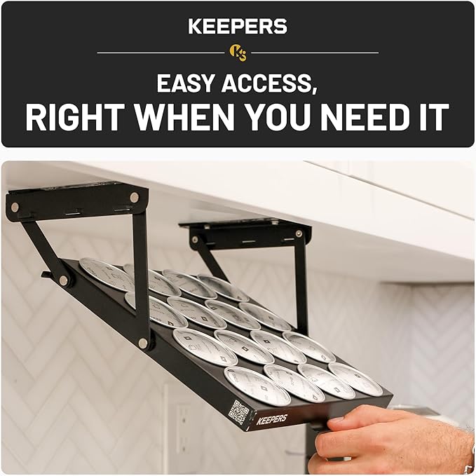 KEEPERS Nespresso® Vertuo® Pod Holder|Under Cabinet Swing Down Coffee Pod Organizer|Keurig® Coffee Pod Holder|K Cup Holder Storage Organizer|Magnet Steel RV Office Small Kitchen 10x9in BLACK