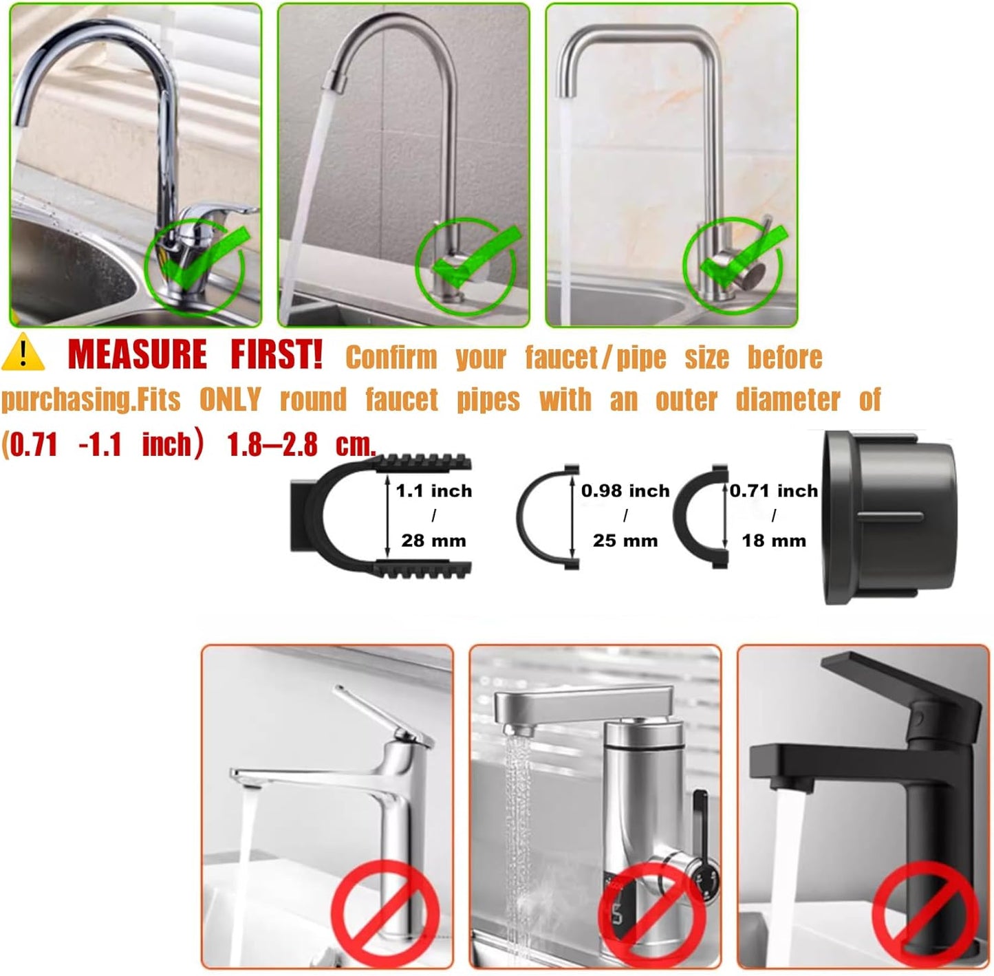 Sink Organizer Rack for Kitchen and Bathroom, 2024 New Stainless Steel Detachable Hanging Faucet Drain Rack with Drip Tray Faucet Sponge Holder for Bathroom (Black, Right)