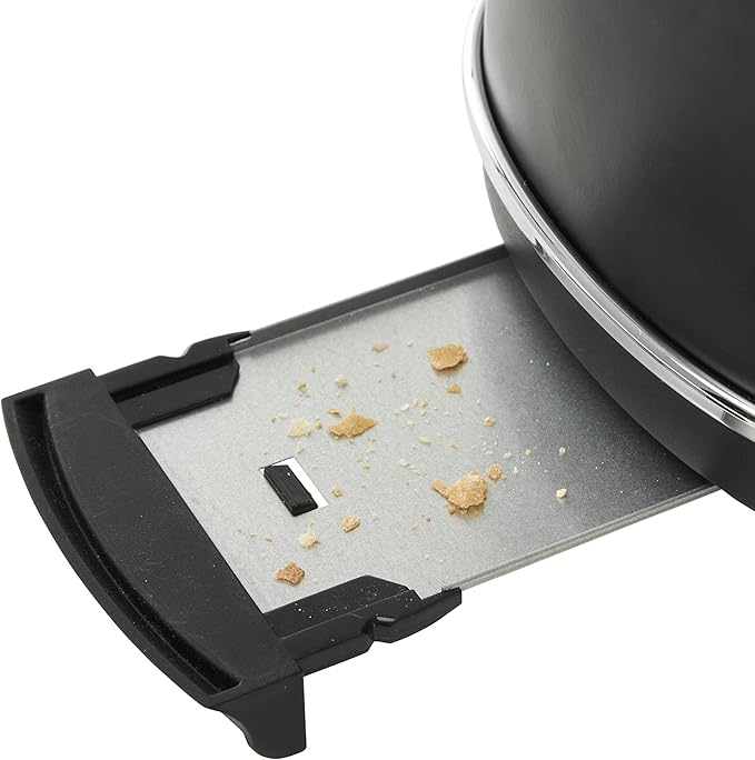 Haden Heritage 2 Slice Wide Slot Stainless Steel Toaster with Adjustable Browning Control & Non-Slip Feet, Black & Chrome