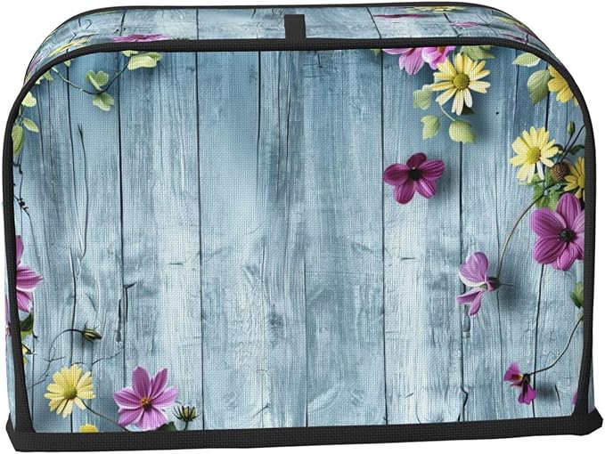 Blue Wood Texture Toaster Cover, 2 Slice, Dust-Proof, Washable, with Top Handle