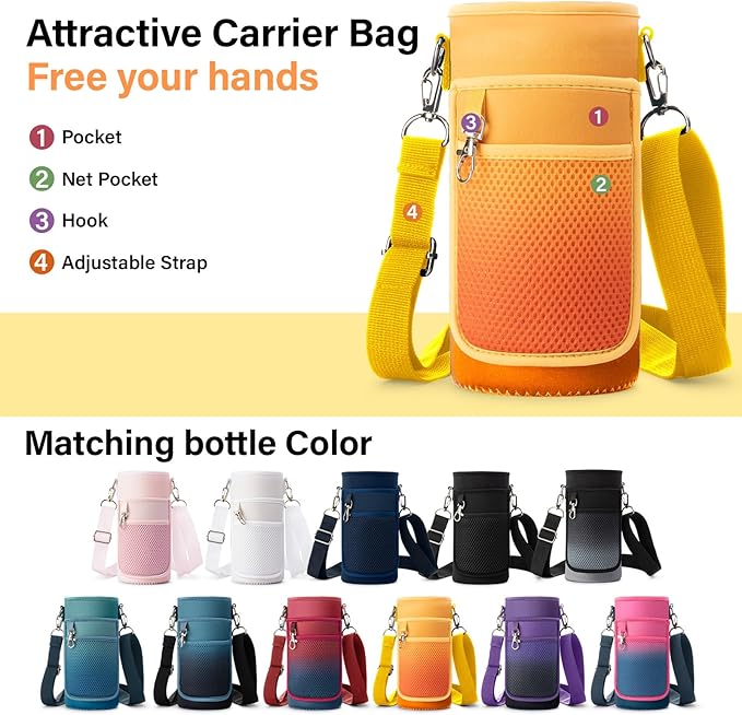 DYSANKY 32 oz Insulated Water Bottle | Upgraded Thickened Stainless Steel Water Jug for Gym and Hiking with Straw, Carrier Bag, Handle Strap | BPA-Free 32 oz