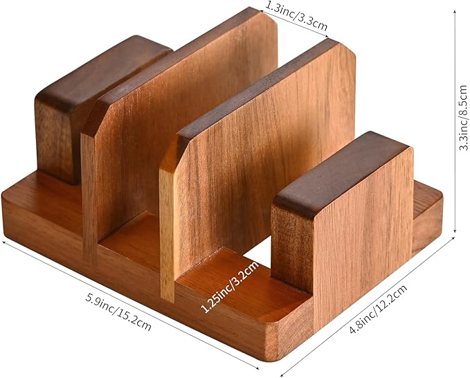 Fox Run Acacia Wood Cutting Board Holder, 3 Slot Cutting Board Organizer