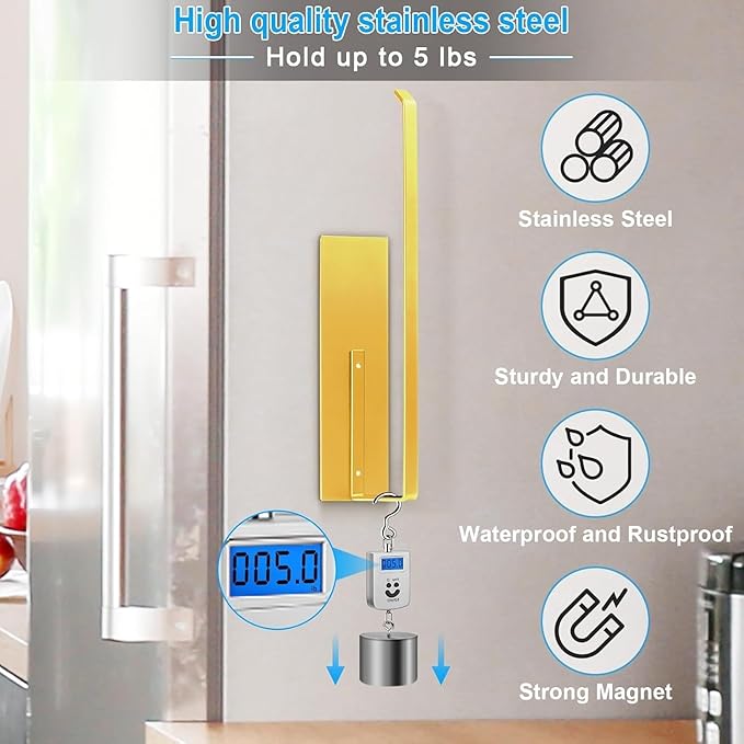 Paper Towel Holder Gold, Magnetic Paper Towel Holder for Fridge, Toilet Paper Roll Holder Magnet Paper Towel Rack Wall Mount Fridge Organizer for Golden Bathroom Kitchen Dorm Room RV Essentials, 2Pack
