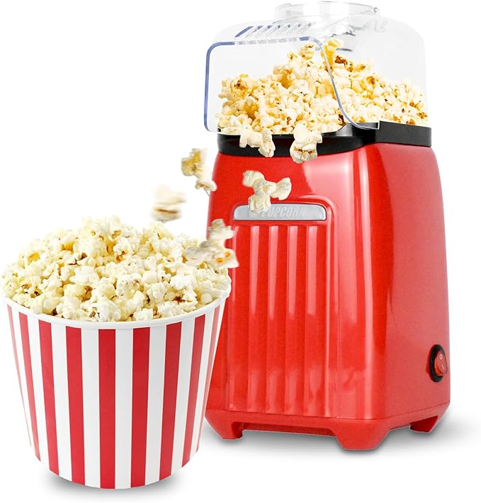 Large Capacity Popcorn Maker Machine, 3 Oz Popcorn Popper (42% More Corn Than Standard 2 Oz), 2 Min Fast Popping, No Oil & BPA-Free, ETL Certified Air Popper for Home Theater, Movie Nights, Parties