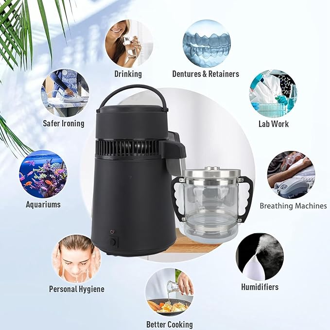 6L Water Distiller Glass Jar for Home Beauty Water Distiller, Replacement Glass Collection Bottle Distiller Water Container, Water Purifier Filter for Home Countertop