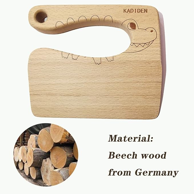 Wooden Kids Knife for Cooking,Kid Safe Knives,Kitchen Toy,Chopper,Vegetable and Fruit Cutter (For 2-8 Years Old)