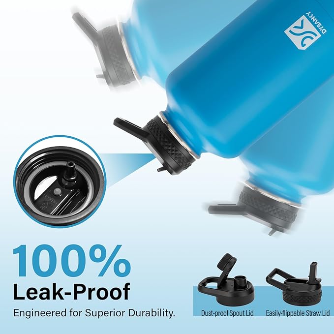 DYSANKY Insulated Water Bottle | Thickened Stainless Steel Vacuum Metal | Portable Sports Half Gallon Large Water Jug for Gym and Hiking with Straw, Carrier Bag, Handle Strap | BPA-Free 64 oz