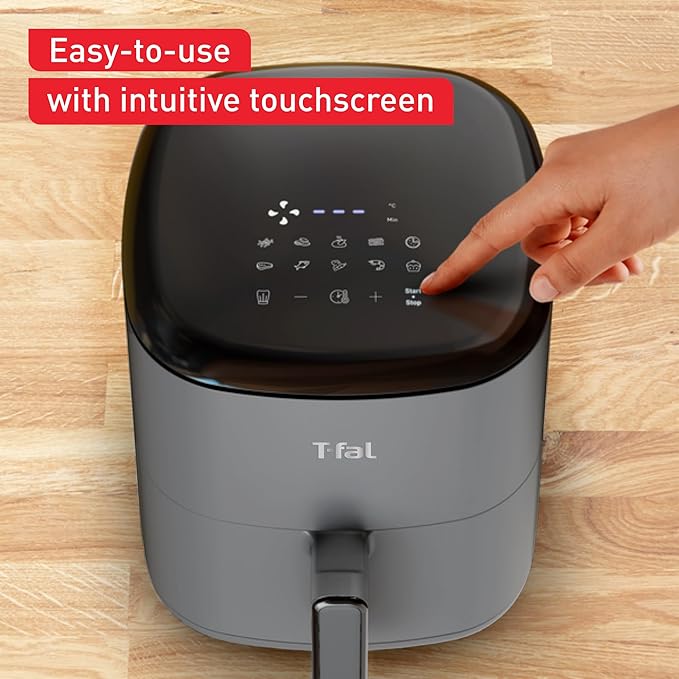 T-fal Easy Fry Max 5.3 qt Digital Air Fryer: 10 Versatile Cooking Programs, Intuitive Touchscreen, Dishwasher-Safe Basket, Fast and Healthy Cooking for Crispy Delicious Results, Grey