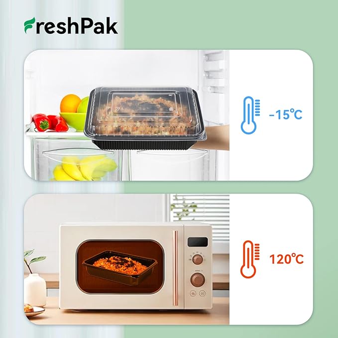 Meal Prep Containers Reusable 40 Pack 48oz - Shrink Wrap Leakproof | BPA Free Freezer & Microwave Safe Meal Prep | Portion Control Leftovers Food Container with Lid | Catering Takeout Boxes