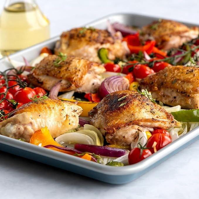 Nordic Ware Brilliant™ Colorful 3-Pc Baking Set, Nonstick made without PFAS or PTFE for safe cooking; Reinforced steel rim prevents warping; Includes Half Sheet, Quarter Sheet, and Eighth Sheet